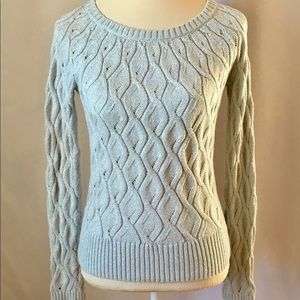 LOFT Cable Knit Sweater Crew Neck Sparlkly